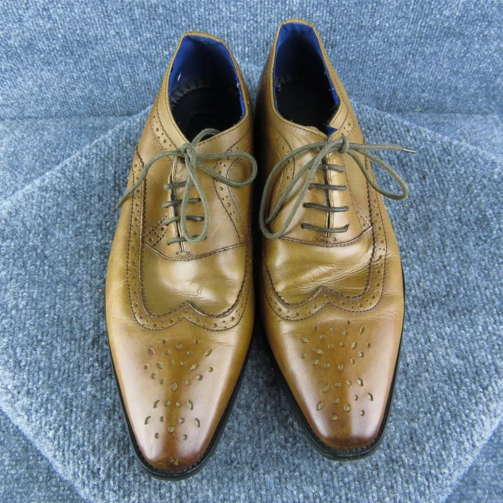Bar III Royale Wingtip Men Brogues Shoes Size 10 Medium‎ Brown Leather Lace Up